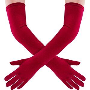 Women's Wine Red Velvet Long Gloves Elbow Length Costume Flapper Evening Banquet
